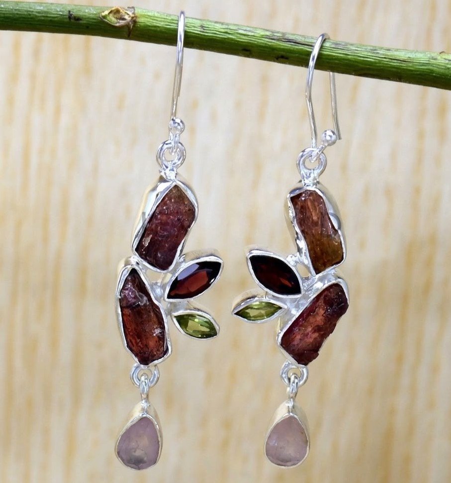Aretes de plata 925 con piedras naturales
